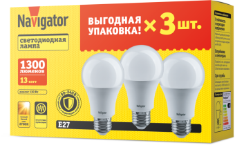 лампа светодиодная 95 318 nll-a60-13-230-2.7k-e27-pack3 navigator 95318 от магазина Штепсель и батарейка.
