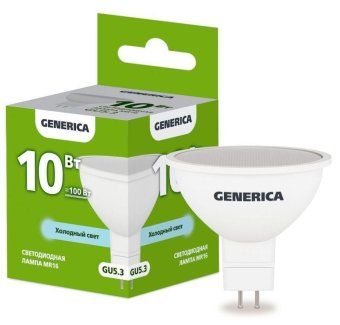 лампа светодиодная mr16 10вт софит 6500к gu5.3 230в generica ll-mr16-10-230-65-gu5-g от магазина Штепсель и батарейка.