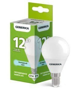 лампа светодиодная g45 12вт шар 6500к e14 230в generica ll-g45-12-230-65-e14-g от магазина Штепсель и батарейка.