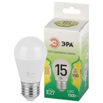 лампа светодиодная green line p45-15w-830-e27 gl 15вт шар 3000к свет тепл. e27 эра б0067038 от магазина Штепсель и батарейка.
