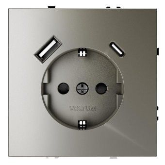 розетка 1-м сп s70 16а с usb a+с с заземл. защ. шторки механизм шелк voltum vls040504 от магазина Штепсель и батарейка.