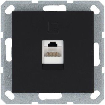розетка компьютерная 1-м rj45 ip20 кат. 5e механизм черн. матов. soft touch jasmart g6105pb от магазина Штепсель и батарейка.