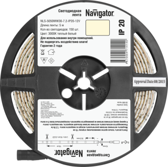 лента светодиодная 71 414 nls-5050ww30-7.2 ip20 12b r5 7.2вт/м (уп.5м) navigator 71414 от магазина Штепсель и батарейка. - фото_2