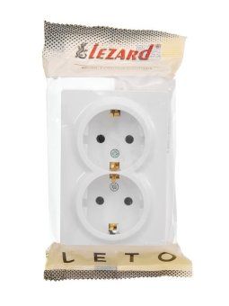 розетка 2-м оп leto с заземл. закрытый корпус пбт бел. lezard 752-0200-127b от магазина Штепсель и батарейка. - фото_2