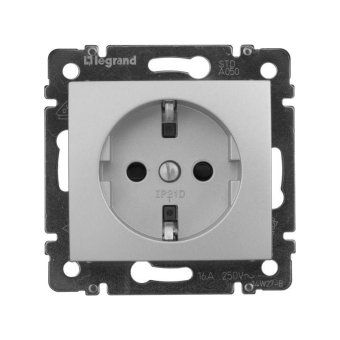 розетка 1-м сп valena 16а ip21 230/250в 2p+e с заземл. защ. шторки на винтах механизм алюм. leg 770121 от магазина Штепсель и батарейка.