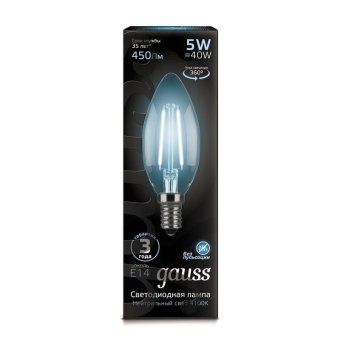 лампа светодиодная филаментная black filament 5вт свеча 4100к нейтр. бел. e14 450лм gauss 103801205 от магазина Штепсель и батарейка. - фото_5