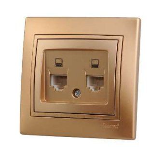 розетка компьютерная 2-м сп mira rj45 зол. метал. lezard 701-1313-141 от магазина Штепсель и батарейка.