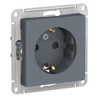 розетка 1-м сп atlasdesign 16а ip20 с заземл. защ. шторки механизм грифель se atn000745 от магазина Штепсель и батарейка.