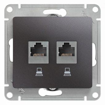 розетка компьютерная 2-м glossa rj45 кат.5e механизм графит se gsl001385kk от магазина Штепсель и батарейка.
