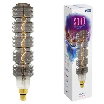 лампа светодиодная филаментная led-sf41-5w/soho/e27/cw chrome/smoke gls77cr soho спиральный филамент хром./дым. колба uniel ul-00005921 от магазина Штепсель и батарейка.