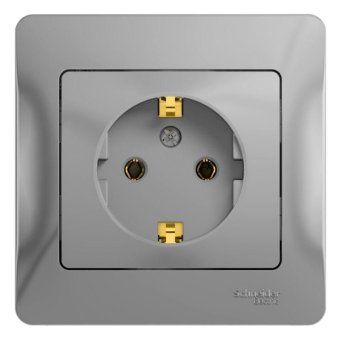 розетка 1-м сп glossa 16а ip20 с заземл. в сборе алюм. se gsl000342 от магазина Штепсель и батарейка.