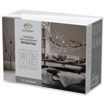 гирлянда светодиодная "звездопад" 2.25м 10led красн. тепл. бел. 0.1вт ip20 провод пвх прозр. элементы питания 2хaa (не в компл.) neon-night 304-002 от магазина Штепсель и батарейка. - фото_9