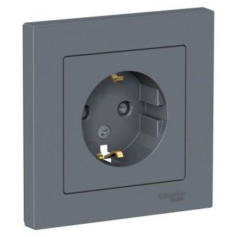розетка 1-м сп atlasdesign 16а ip20 с заземл. защ. шторки в сборе грифель se atn000744 от магазина Штепсель и батарейка.