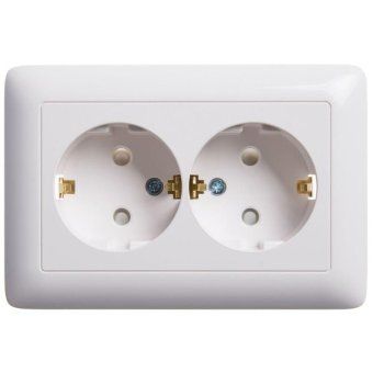 розетка 2-м сп хит 16а ip20 с заземл. защ. шторки бел. se rs16-231-b от магазина Штепсель и батарейка.