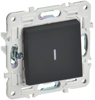 выключатель 1-кл. skandy 10а sk-v07g с индикацией графит iek sk-v10-1-10-k53 от магазина Штепсель и батарейка.