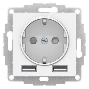 розетка 1-м сп atlasdesign 16а ip20 с 2-мя заряд. устройствами usb тип a+a 5в/2.4а 2х5в/1.2а механизм бел. se atn000130 от магазина Штепсель и батарейка.