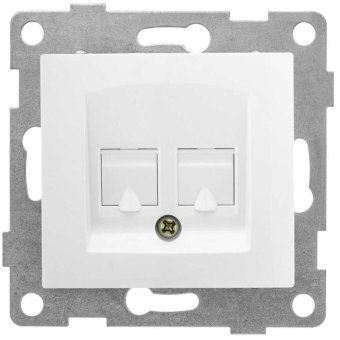 розетка компьютерная + телефонная 2-м сп bravo rj45 + rj12 механизм бел. gusi с10кт-001 от магазина Штепсель и батарейка.