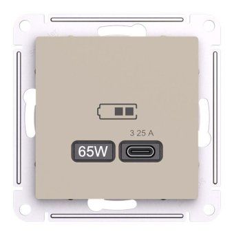 розетка usb atlasdesign тип c 65вт высокоскор. зу qc pd механизм песочн. se atn001227 от магазина Штепсель и батарейка. - фото_3
