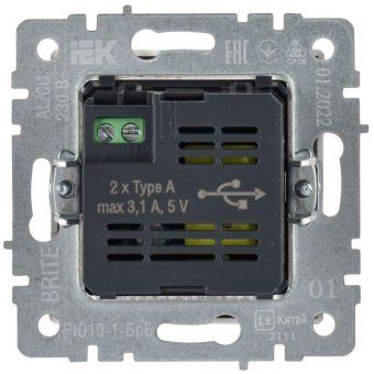 розетка brite usb a+a 3.1а рю10-1-брб механизм бел. iek br-u21-d31-k01 от магазина Штепсель и батарейка. - фото_7