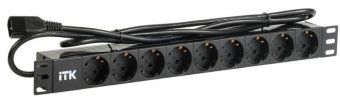 блок розеток 9 мест pdu (немец. станд.) din 49440 пвх профиль 1u шнур 2м; вилка iec 320 c14; черн. itk ph22-9d2-p от магазина Штепсель и батарейка.