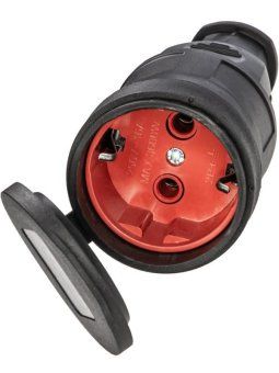 розетка 16а ip44 прямая с заземл. каучук красн. космос rksm-z-ip(r)16a от магазина Штепсель и батарейка. - фото_4