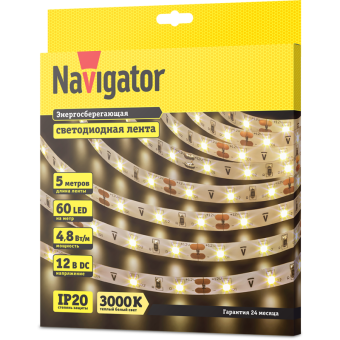 лента светодиодная 71 402 nls-3528ww60-4.8 ip20 12b r5 4.8вт/м (уп.5м) navigator 71402 от магазина Штепсель и батарейка. - фото_2