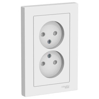 розетка 2-м сп atlasdesign 16а ip20 без заземл. защ. шторки в сборе бел. se atn000122 от магазина Штепсель и батарейка.