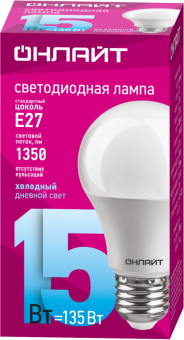 лампа светодиодная 61 151 oll-a60-15-230-6.5k-e27 15вт грушевидная онлайт 61151 от магазина Штепсель и батарейка. - фото_2