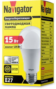 лампа светодиодная 71 365 nll-a60-15-230-4k-e27 15вт грушевидная 4000к нейтр. бел. e27 1200лм 176-264в navigator 71365 от магазина Штепсель и батарейка. - фото_2