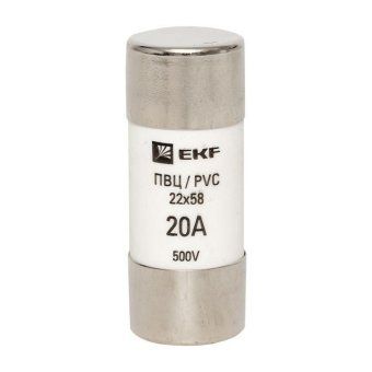 вставка плавкая цилиндрическая пвц 22х58 20а ekf pvc-22x58-20 от магазина Штепсель и батарейка. - фото_2