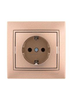 розетка 1-м сп mira 16а ip20 с заземл. со вставкой керамика свет. корич. перламутр. lezard 701-3131-122 от магазина Штепсель и батарейка.