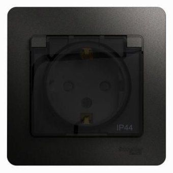 розетка 1-м сп 1мод. glossa 16а ip44 с заземл. защ. шторки с крышкой в сборе антрацит se gsl000748 от магазина Штепсель и батарейка. - фото_6
