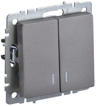 выключатель 2-кл. сп brite вс10-2-1-брс 10а с индик. механизм сталь iek br-v20-1-10-k46 от магазина Штепсель и батарейка. - фото_2