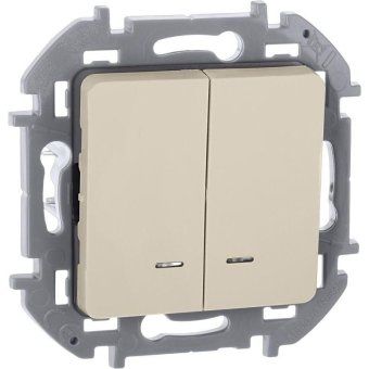 выключатель 2-кл. inspiria 10а ip20 250в 10ax с подсветкой/индикацией механизм сл. кость leg 673631 от магазина Штепсель и батарейка.