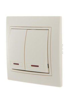 выключатель 2-кл. сп mira 10а ip20 с подсветкой со вставкой крем. lezard 701-0303-112 от магазина Штепсель и батарейка. - фото_2