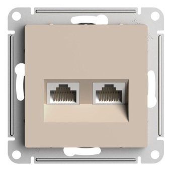 розетка компьютерная 2-м atlasdesign rj45+rj45 кат.5e механизм песочн. se atn001285 от магазина Штепсель и батарейка. - фото_3