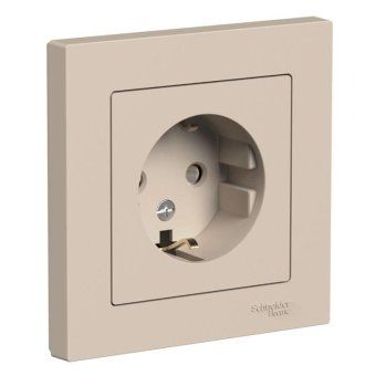 розетка atlasdesign 16а с заземл. со шторками в сборе песочн. se atn001244 от магазина Штепсель и батарейка.