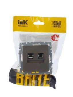 розетка компьютерная двойн. сп rj45 кат.5e brite рк10-2-брш механизм шампань iek br-k20-1-k37 от магазина Штепсель и батарейка. - фото_2