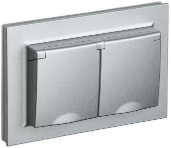 розетка 2-м сп brite рсбш12-3-44-бра 16а в сборе ip44 с крышкой алюм. iek br-r26-16-44-k47-f от магазина Штепсель и батарейка.