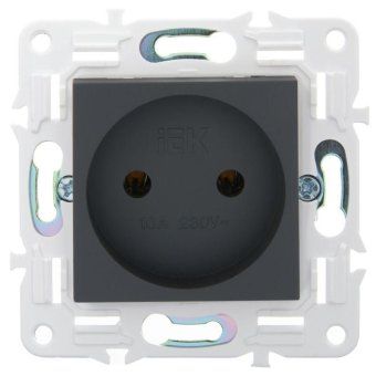 розетка skandy 10а без заземл. без защ. шторок sk-r02g графит iek sk-r10-10-k53 от магазина Штепсель и батарейка. - фото_2