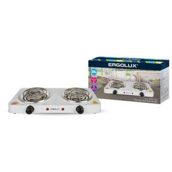 электроплитка elx-ep02-c01 2 конф. спиральный нагр. эл. 2000вт 220-240в бел. ergolux 13437 от магазина Штепсель и батарейка.