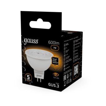 лампа светодиодная black 7вт mr16 софит 3000к тепл. бел. gu5.3 600лм gauss 101505107 от магазина Штепсель и батарейка. - фото_6