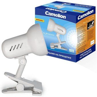 светильник h-035 прищепка 220в 40вт метал. бел. camelion 7198 от магазина Штепсель и батарейка. - фото_3