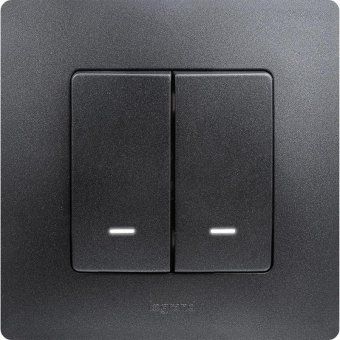 выключатель 2-кл. сп etika 10а ip20 250в 10ax с подсветкой/индикацией авт. зажимы механизм антрацит leg 672604 от магазина Штепсель и батарейка. - фото_2