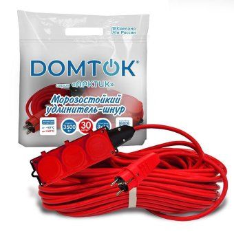 удлинитель 3х30м с заземл. 16а ip44 3.5квт кг 3х1.5 с защ. крышкой арктик морозостойкий domtok 2601 от магазина Штепсель и батарейка. - фото_3