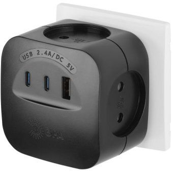 разветвитель 4-м sp-4-3usbac-b + 3 usb a+c со шторками 10а чер. эра б0069084 от магазина Штепсель и батарейка. - фото_6