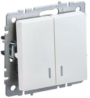 выключатель 2-кл. сп brite вс10-2-1-брж 10а с индик. механизм жемчуж. iek br-v20-1-10-k36 от магазина Штепсель и батарейка.