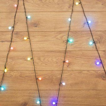 гирлянда светодиодная "шарики" 5м d18мм 30led rgb 3.6вт 220-240в ip20 провод пвх темн. зел. neon-night 303-549 от магазина Штепсель и батарейка.