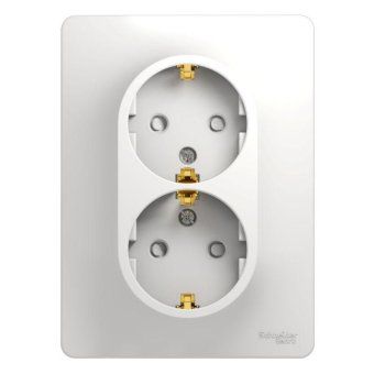 розетка 2-м сп glossa 16а ip20 с заземл. защ. шторки в сборе бел. se gsl000126 от магазина Штепсель и батарейка. - фото_3