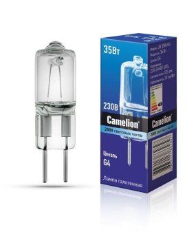 лампа галогенная jd 35вт капсула g4 3000к 240в camelion 10406 от магазина Штепсель и батарейка.